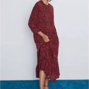 Zara red leopard print dress
